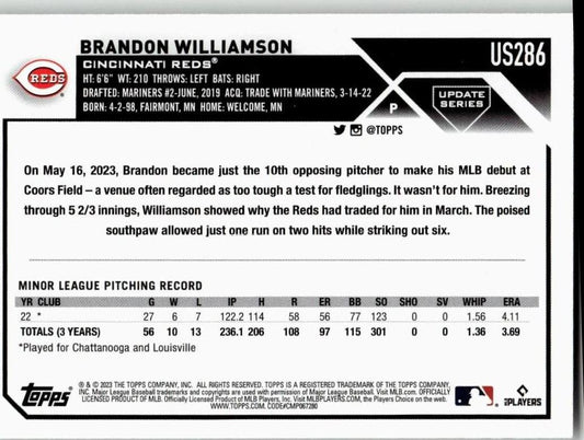 2023 Topps Update #US286 Brandon Williamson - ChronicCards