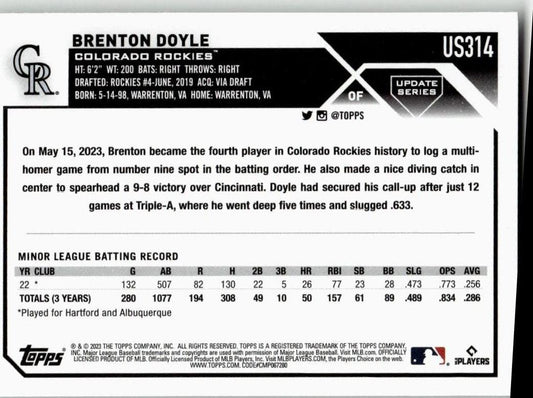 2023 Topps Update #US314 Brenton Doyle - ChronicCards