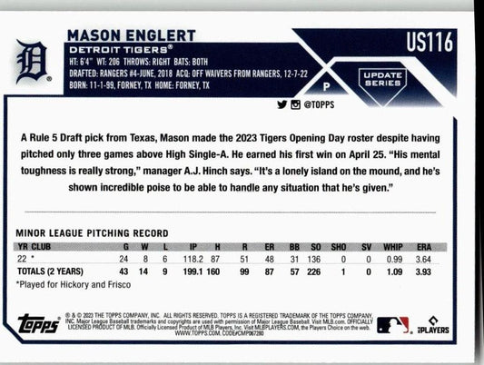 2023 Topps Update #US116 Mason Englert - ChronicCards