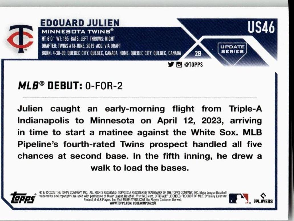 2023 Topps Update #US46 Edouard Julien - ChronicCards