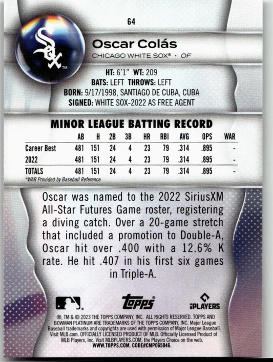 2023 Bowman Platinum #64 Oscar Colás - ChronicCards