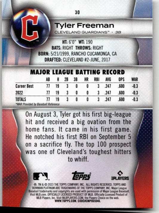 2023 Bowman Platinum #30 Tyler Freeman - ChronicCards