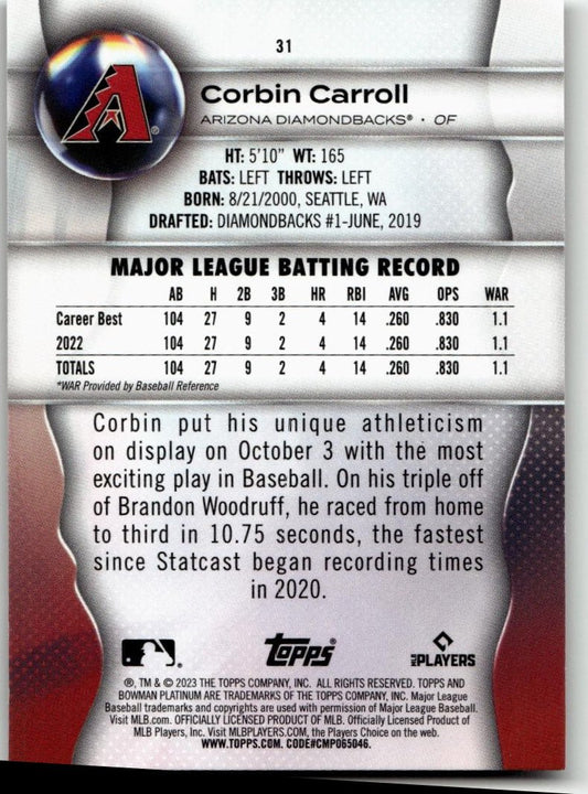 2023 Bowman Platinum #31 Corbin Carroll - ChronicCards