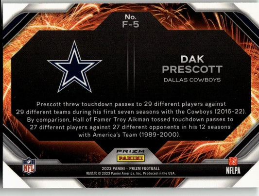 2023 Panini Prizm #F - 5 Dak Prescott Fireworks - ChronicCards