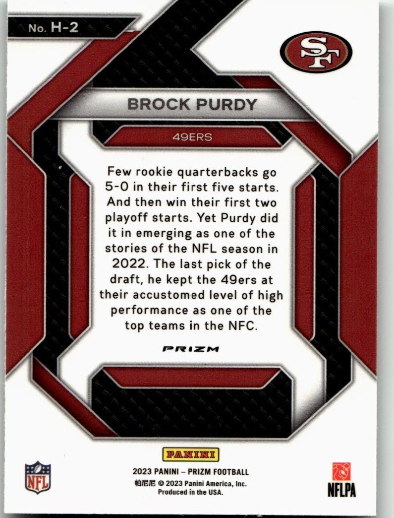 2023 Panini Prizm #H - 2 Brock Purdy Emergent Prizms Green - ChronicCards