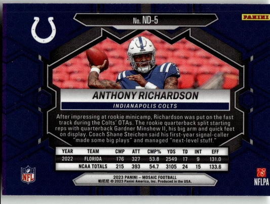 2023 Panini Mosaic #ND - 5 Anthony Richardson - ChronicCards