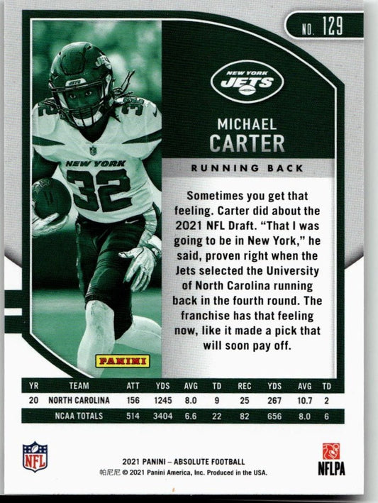 2021 Panini Absolute #129 Michael Carter Yellow - ChronicCards