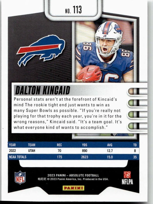 2023 Panini Absolute #113 Dalton Kincaid Retail - ChronicCards