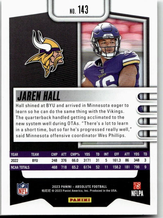 2023 Panini Absolute #143 Jaren Hall Retail - ChronicCards