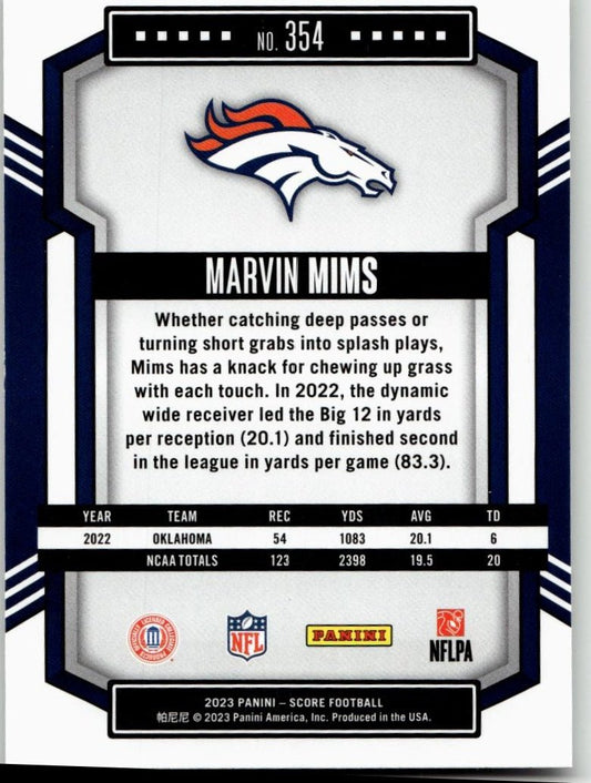 2023 Score #354 Marvin Mims - ChronicCards