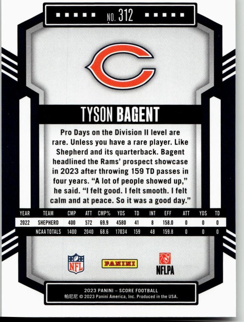 2023 Score #312 Tyson Bagent - ChronicCards