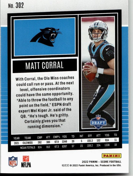 2022 Score #302 Matt Corral - ChronicCards