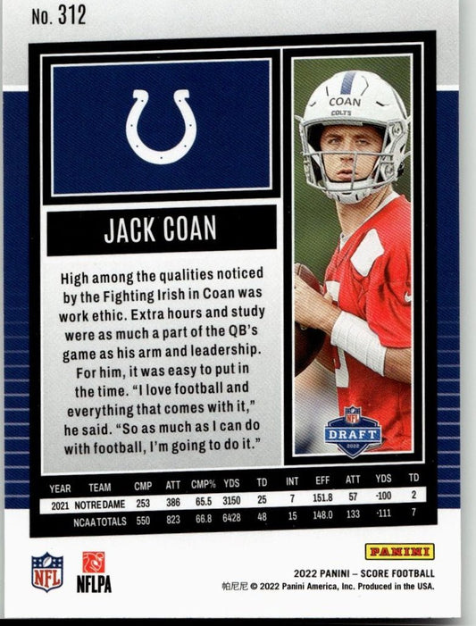 2022 Score #312 Jack Coan - ChronicCards
