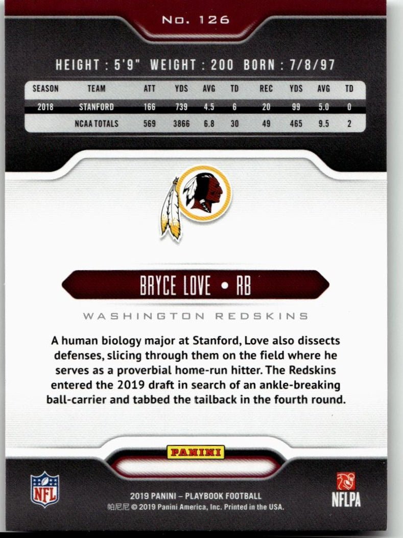 2019 Panini Playbook #126 Bryce Love - ChronicCards