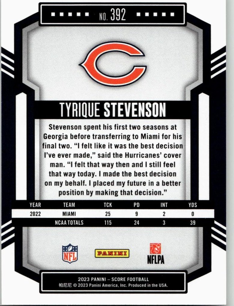 2023 Score #392 Tyrique Stevenson - ChronicCards