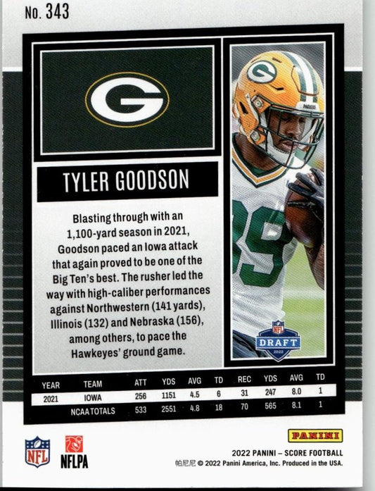 2022 Score #343 Tyler Goodson - ChronicCards