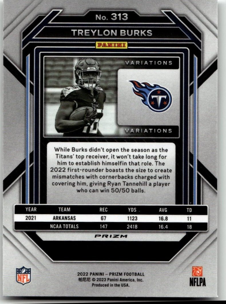 2022 Panini Prizm #313 Treylon Burks - ChronicCards