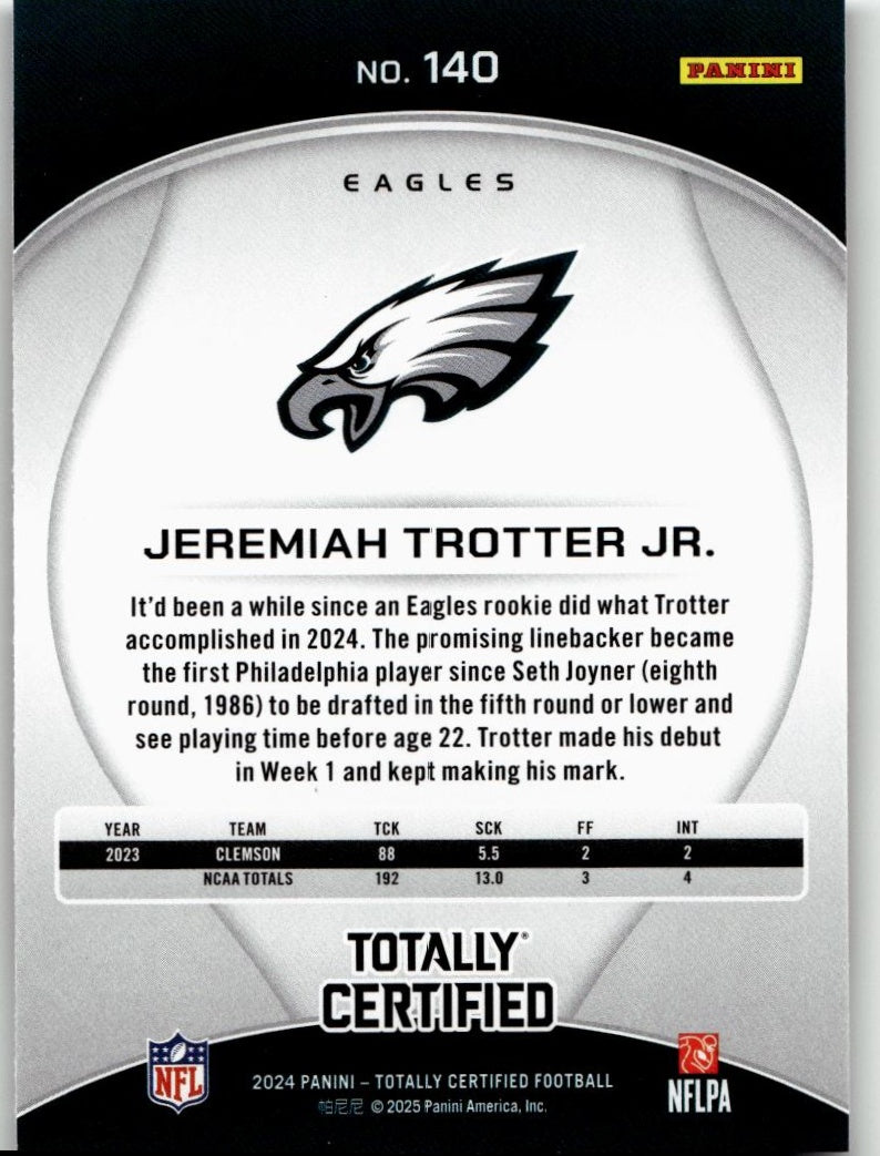 2024 Panini 2024 Panini Totally Certified Football 140 Jeremiah Trotter Jr. - ChronicCards