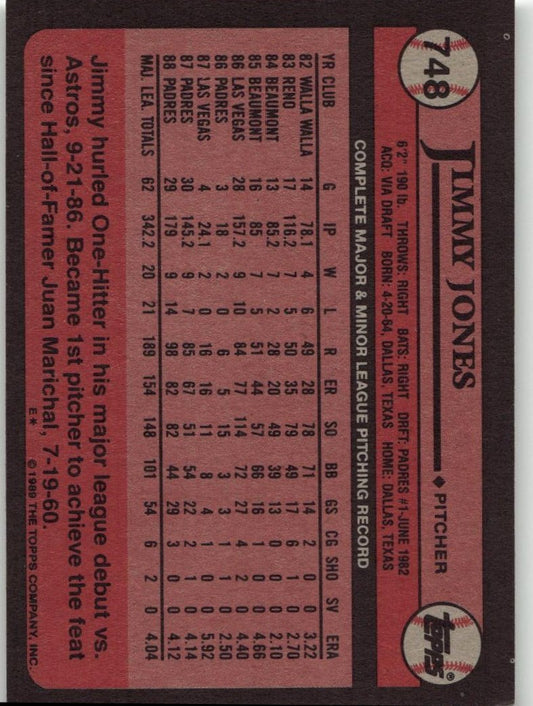 1989 Topps 748 Jimmy Jones - ChronicCards