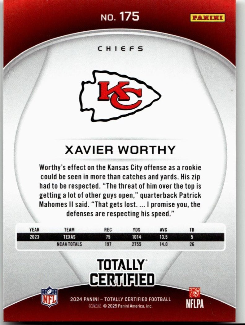 2024 Panini Totally Certified 175 Xavier Worthy - ChronicCards