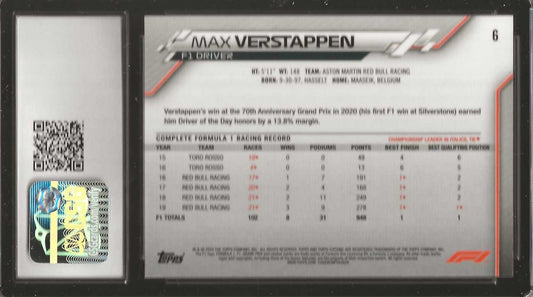 2020 Topps Chrome Formula 1 6a Max Verstappen CSG 10 - ChronicCards