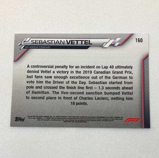 2020 Topps Chrome Sebastian Vettel Base #160 F1 Card - ChronicCards