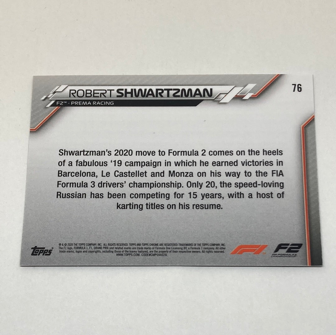 2020 Topps Chrome Robert Shwartzman #76 Base F1 Card - ChronicCards