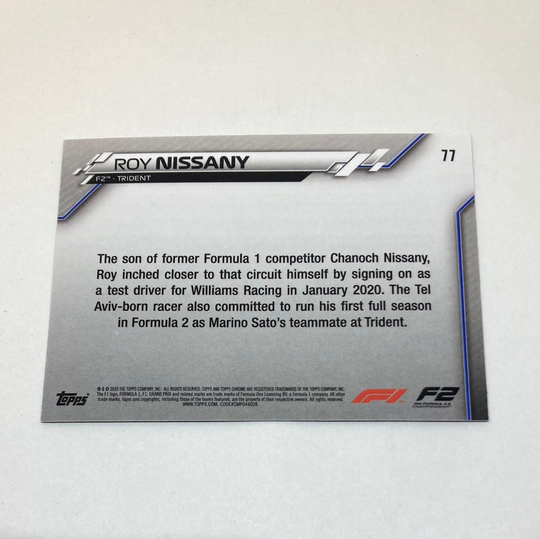 2020 Topps Chrome Roy Nissany #77 Base F1 Card - ChronicCards