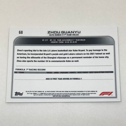 2022 Topps Chrome Zhou Guanyu #68 F1 Rookie Card - ChronicCards