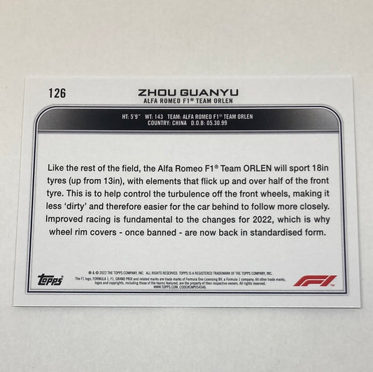 2022 Topps Zhou Guanyu #126 F1 Rookie Card - ChronicCards