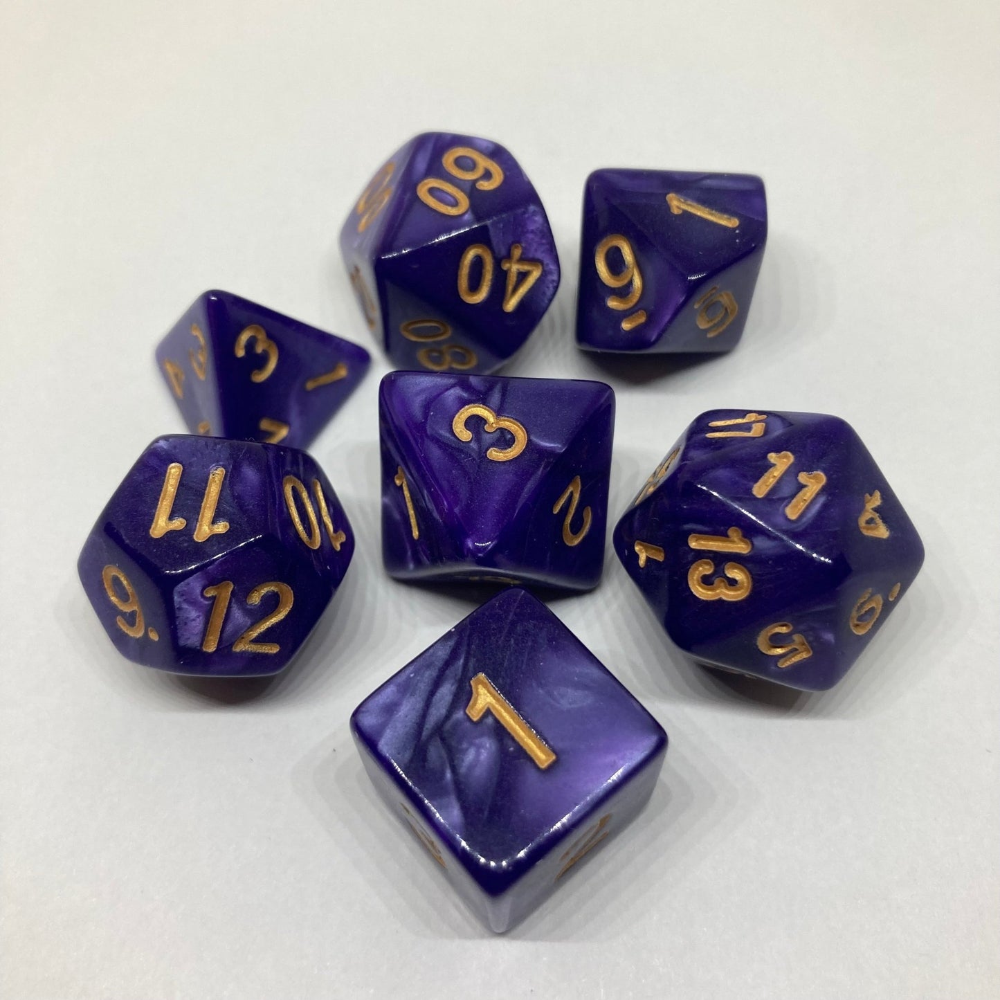 Purple DnD Dice Set - Complete 7 - Piece Set - ChronicCards