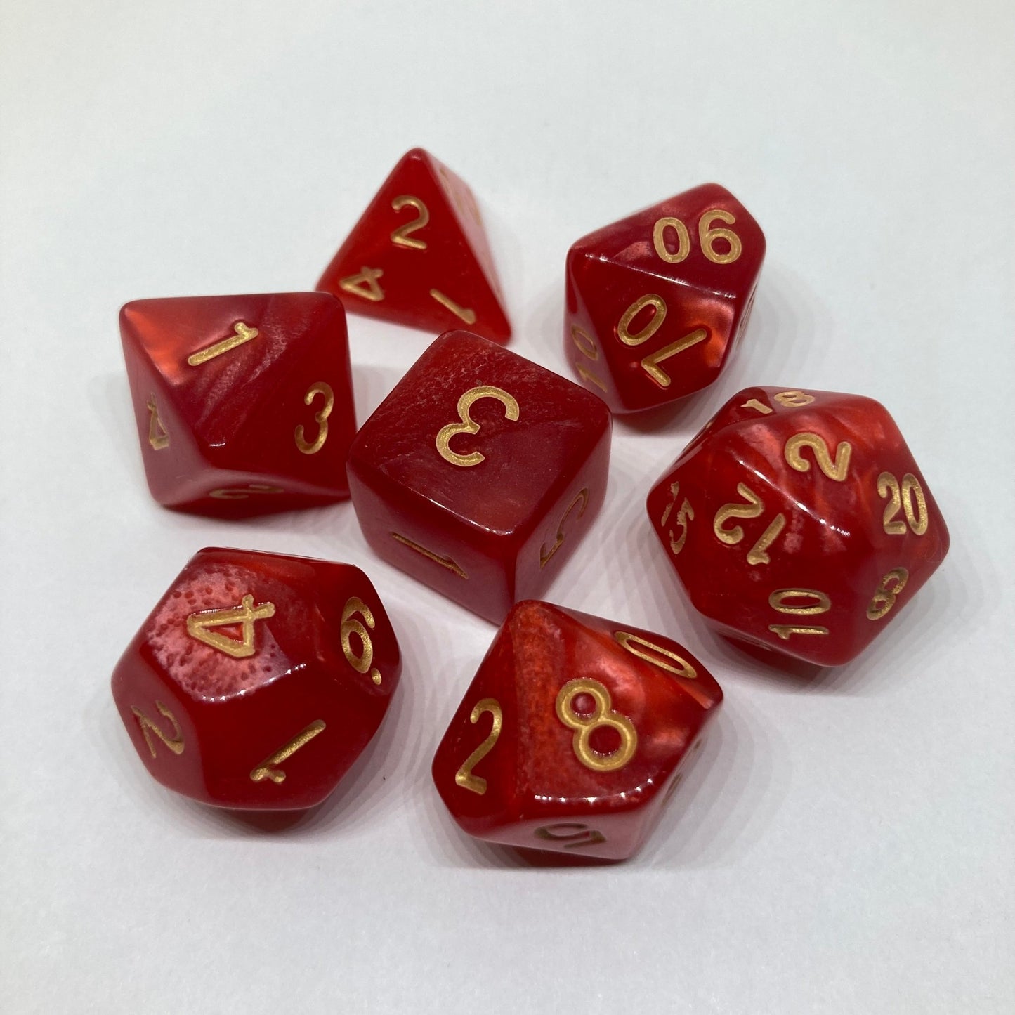 Red DnD Dice Set - Complete 7 - Piece Set - ChronicCards