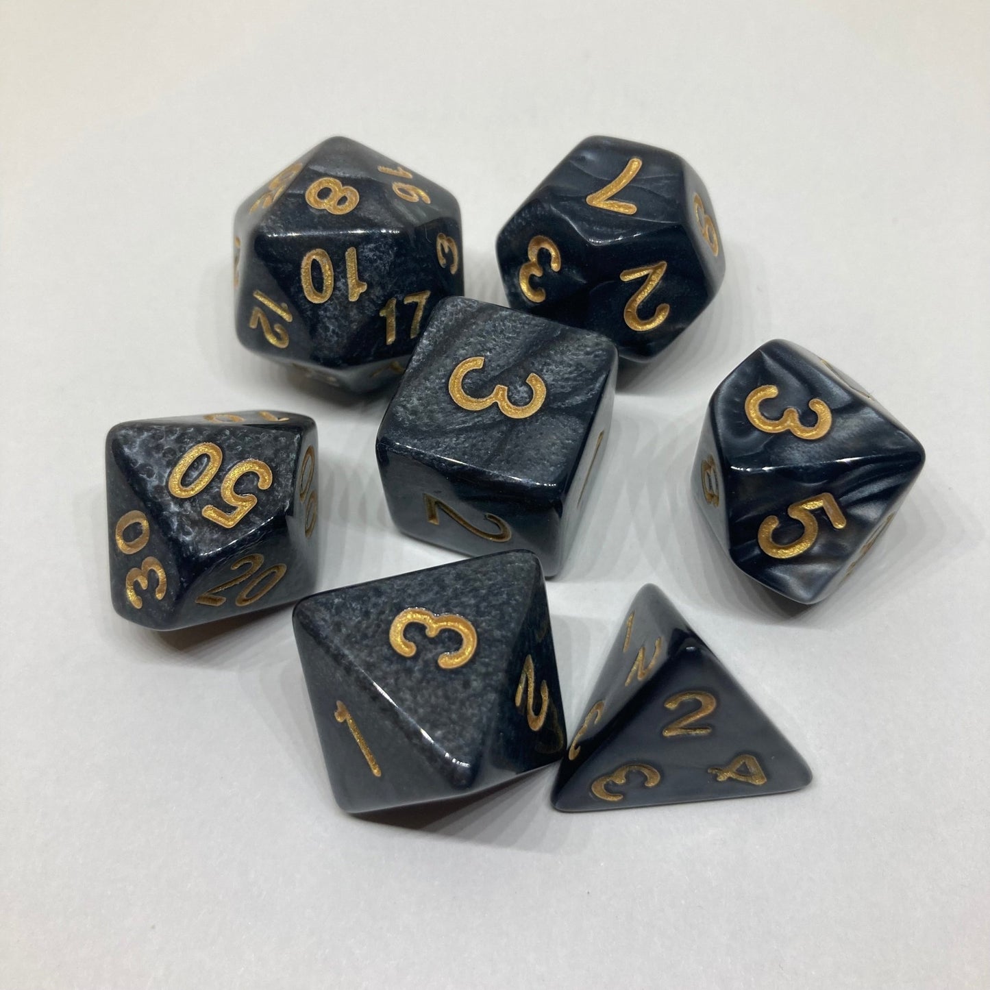 Black DnD Dice Set - Complete 7 - Piece Set - ChronicCards