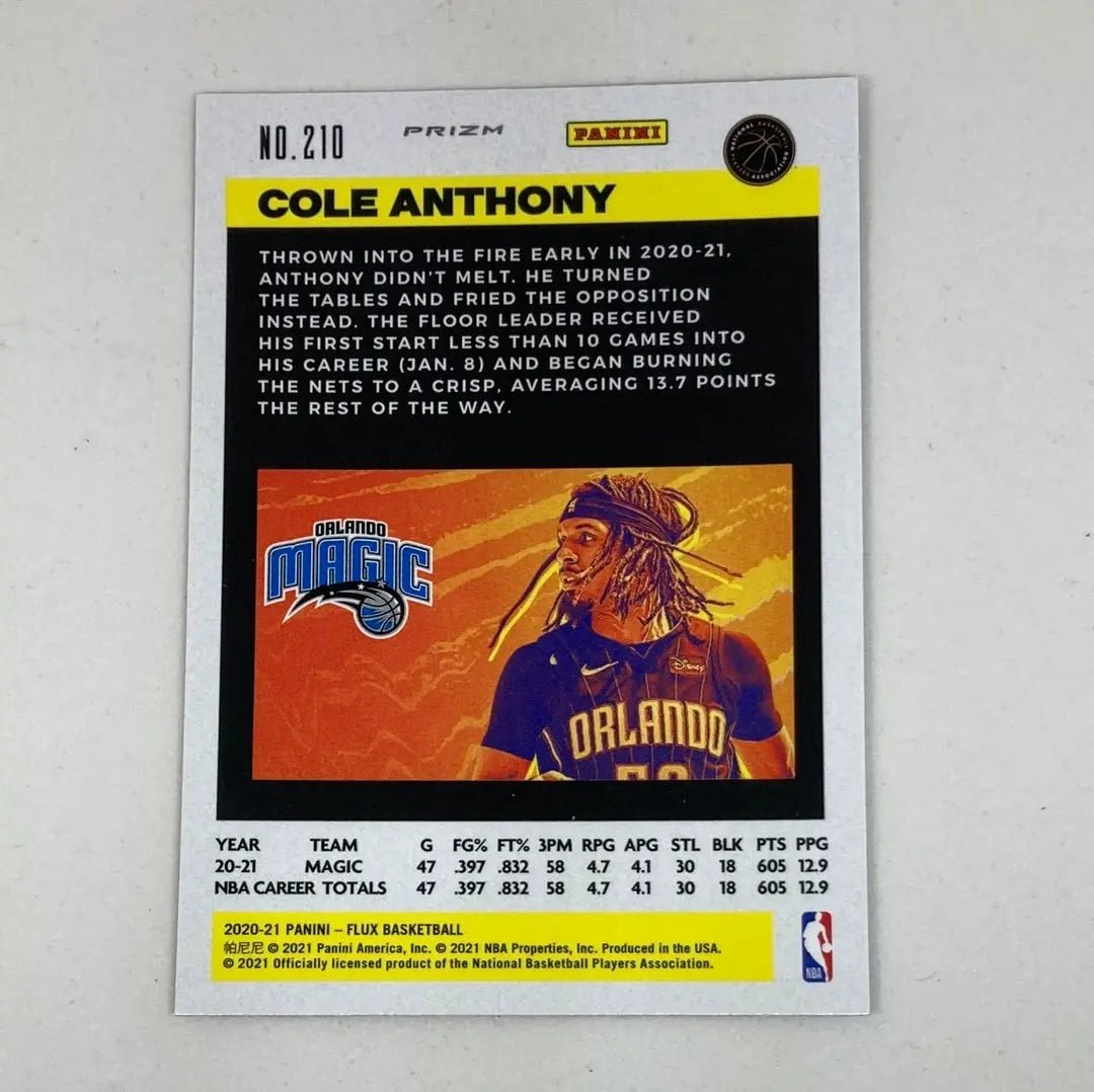 2021 Flux Cole Anthony Rookie - ChronicCards