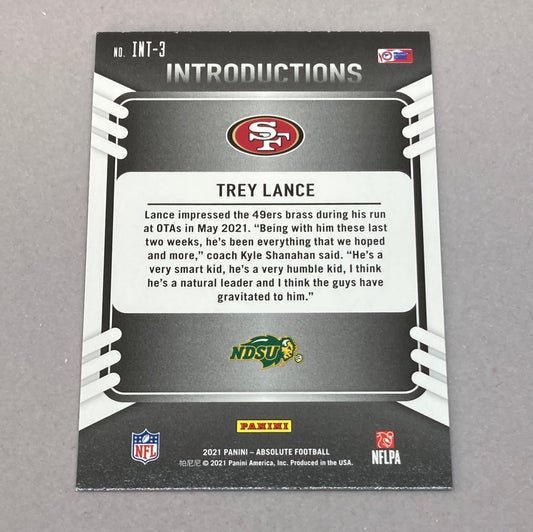 2021 Panini Absolute Trey Lance Introductions Rookie Card - ChronicCards