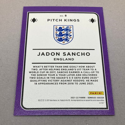 2021 - 22 Panini Donruss Jadon Sancho Pitch Kings Soccer Card - ChronicCards