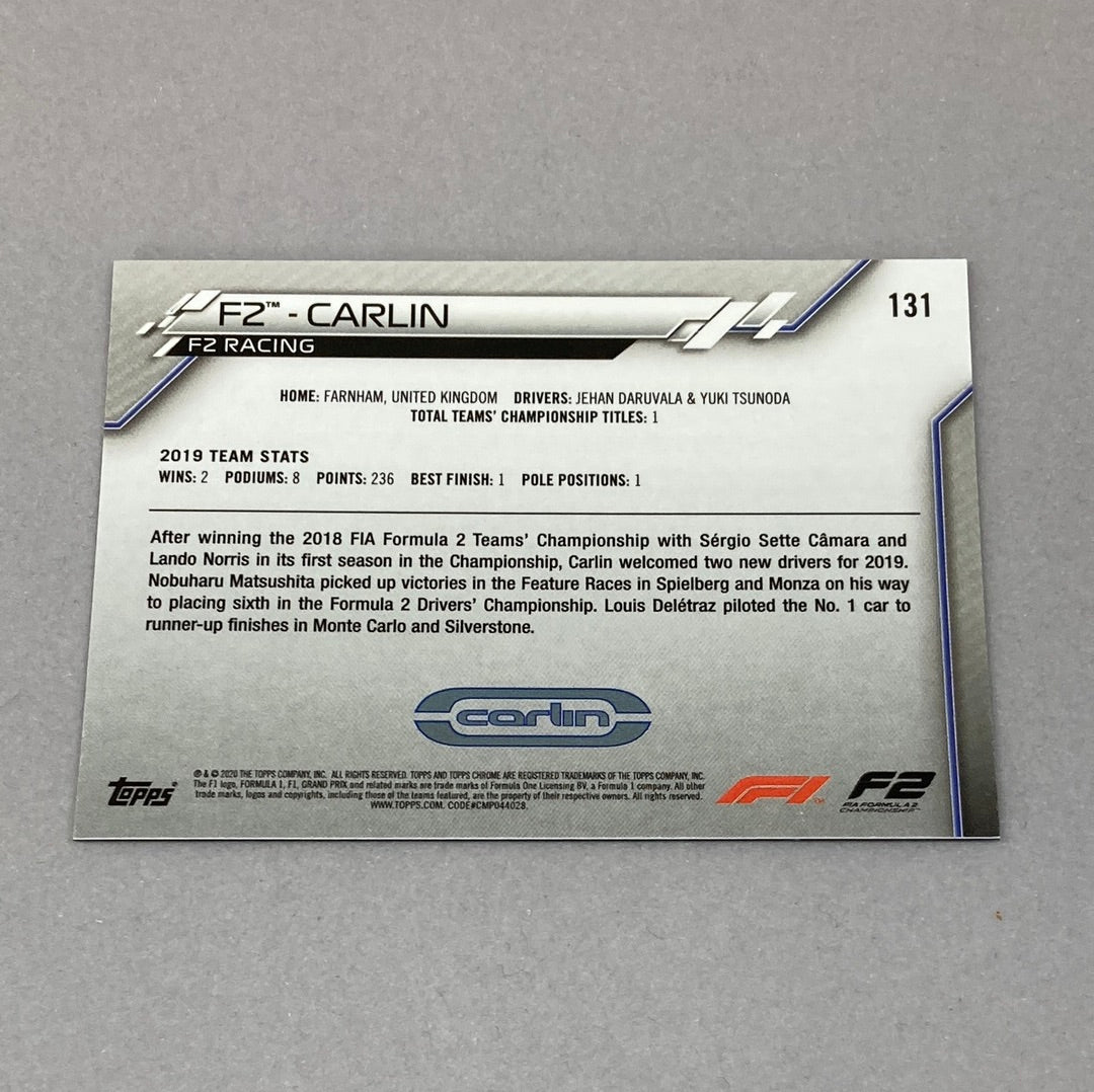 2020 Topps Chrome F2 Carlin #131 Base F1 Card - ChronicCards