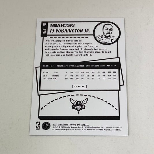2021 - 22 Panini NBA Hoops PJ Washington JR. 180/199 - ChronicCards