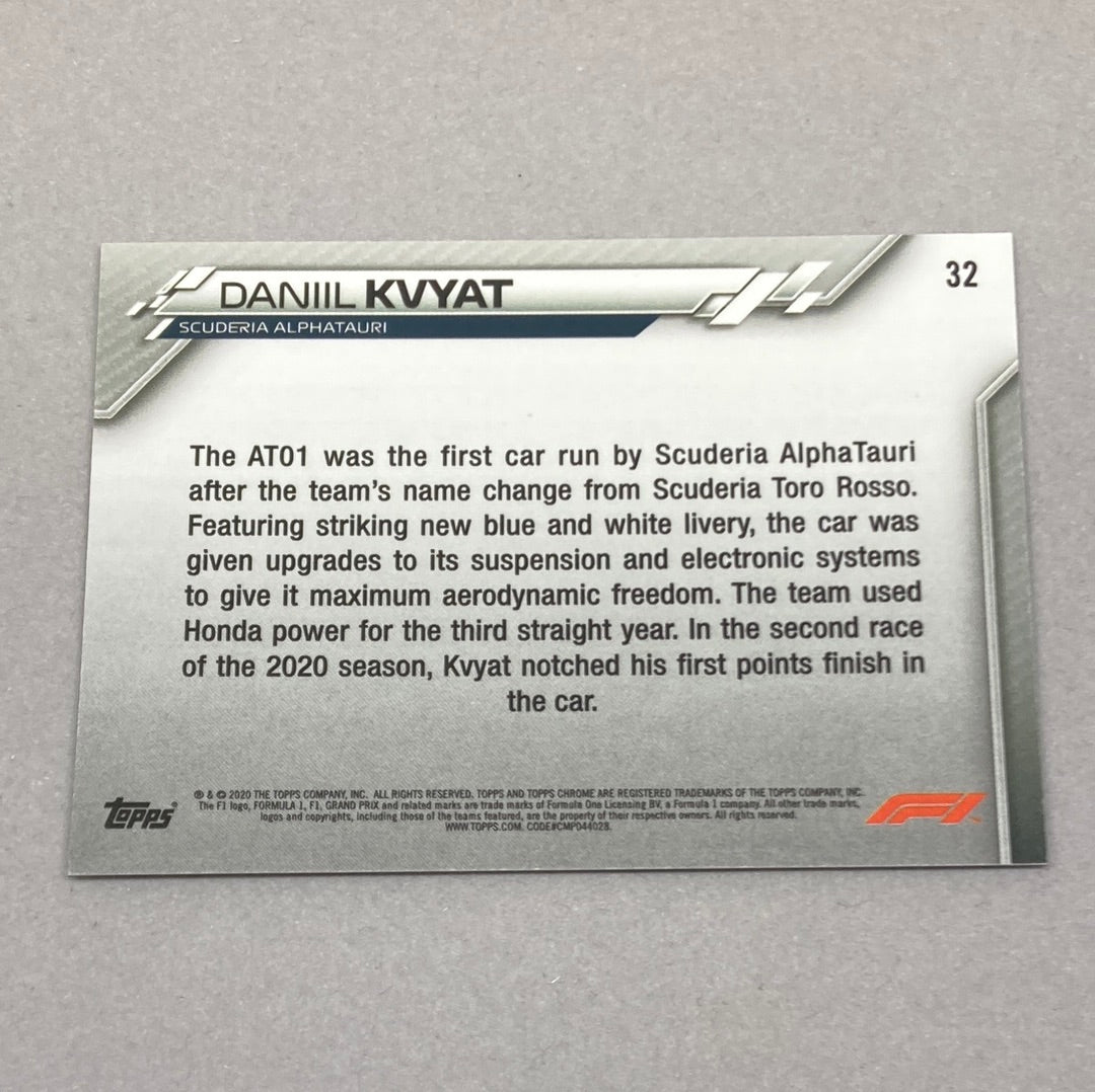 2020 Topps Chrome Danil Kvyat Base #32 F1 Card - ChronicCards