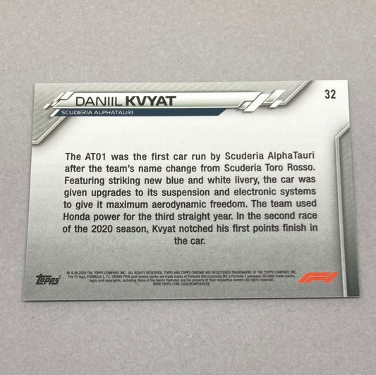 2020 Topps Chrome Danil Kvyat Base #32 F1 Card - ChronicCards