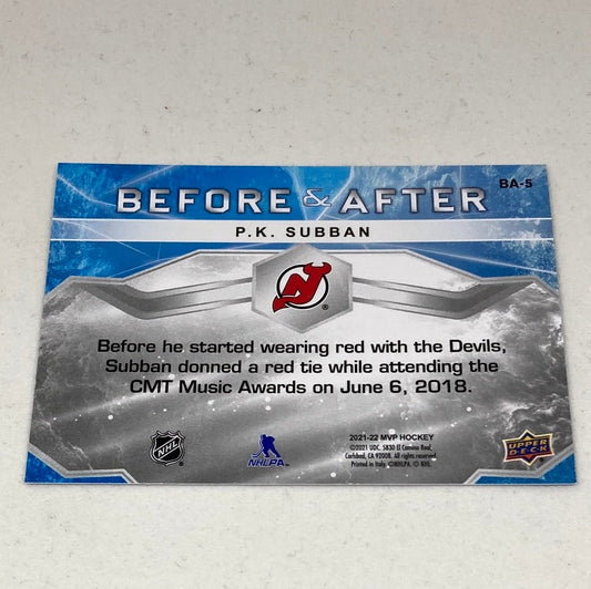 2021 - 22 Upper Deck MVP P.K. Subban Before & After Hockey Card - ChronicCards