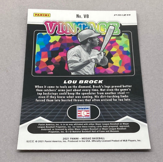 2021 Panini Mosaic Lou Brock Vintage Green Mosaic Baseball Card - ChronicCards