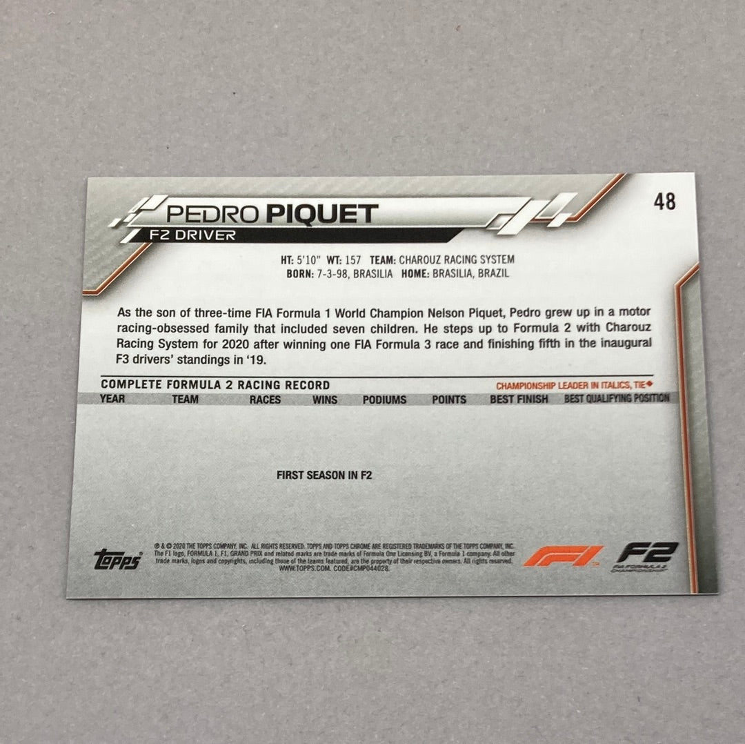 2020 Topps Chrome Pedro Piquet #48 Base F1 Card - ChronicCards