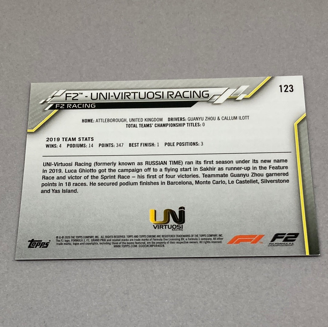 2020 Topps Chrome F2 Uni - Virtuosi Racing Base #123 F1 Card - ChronicCards