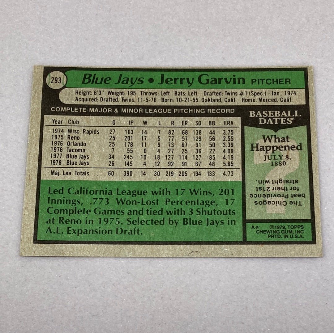 1979 Topps Jerry Garvin #293 Baseball Card - ChronicCards