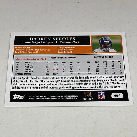 2005 Topps 50th Anniversary Darren Sproles Rookie Card - ChronicCards
