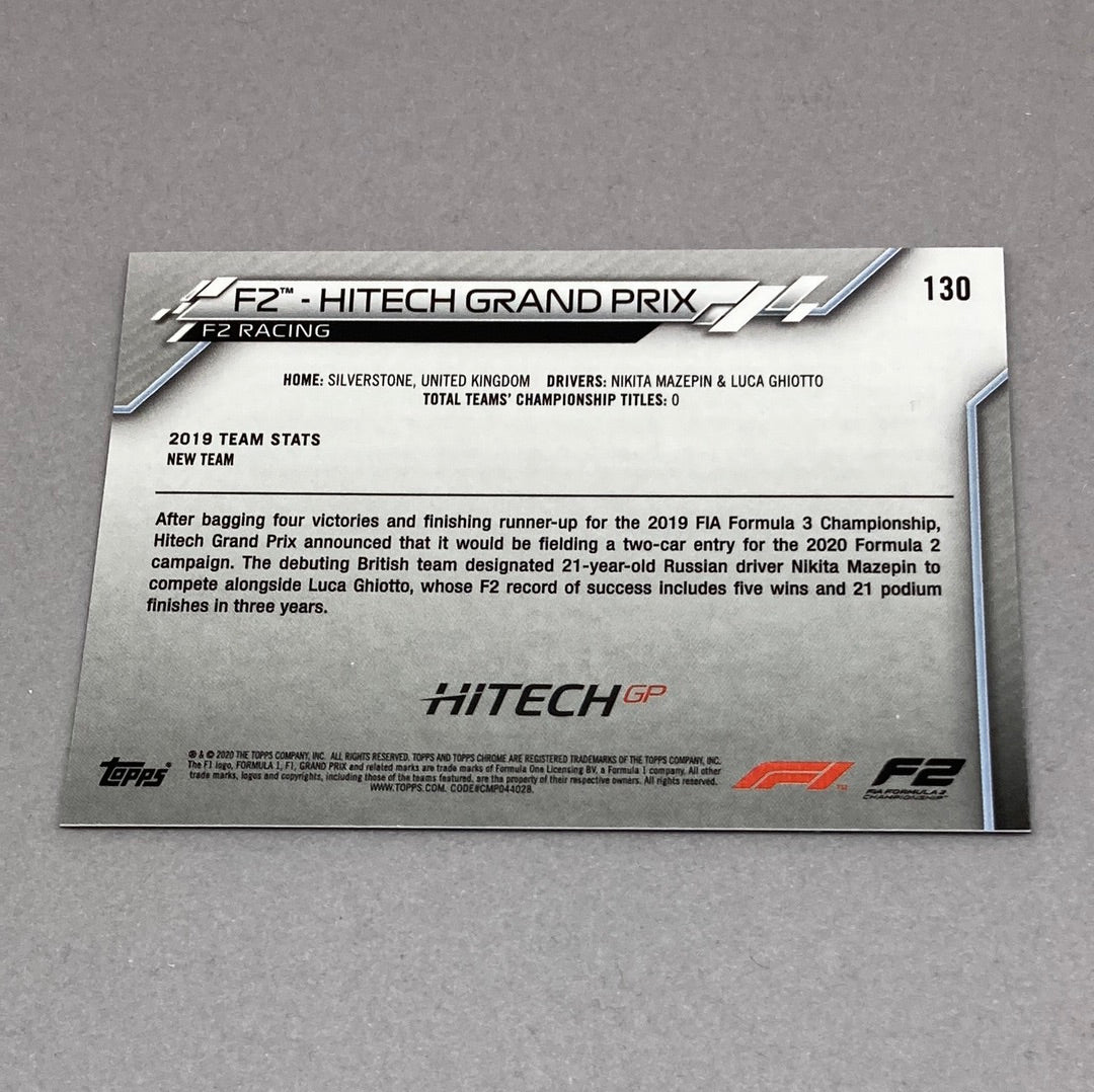 2020 Topps Chrome F2 HITECH Grand Prix Base #130 F1 Card - ChronicCards