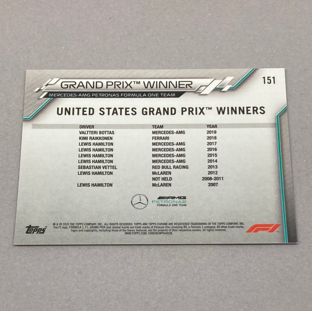 2020 Topps Chrome Valtteri Bottas Base #151 F1 Card - ChronicCards