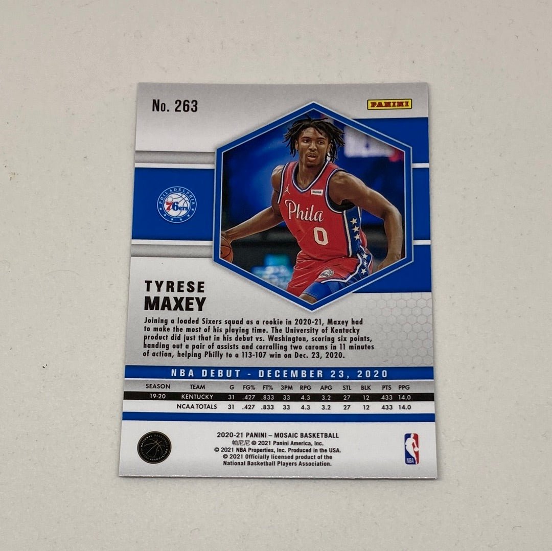 2020 - 21 Panini Mosaic NBA Tyrese Maxey NBA Debut Rookie Card - ChronicCards