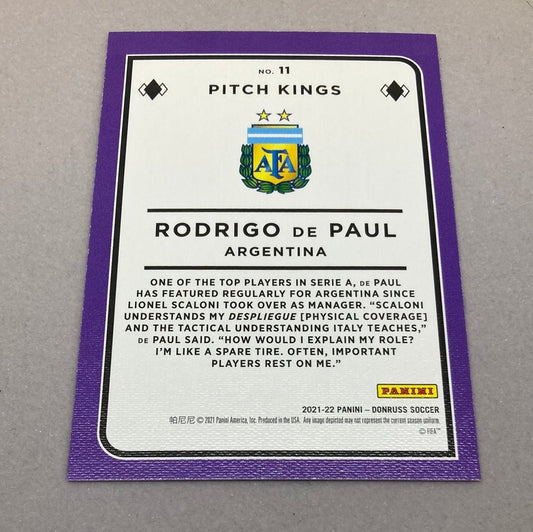 2021 - 22 Panini Donruss Rodrigo de Paul Pitch Kings Soccer Card - ChronicCards